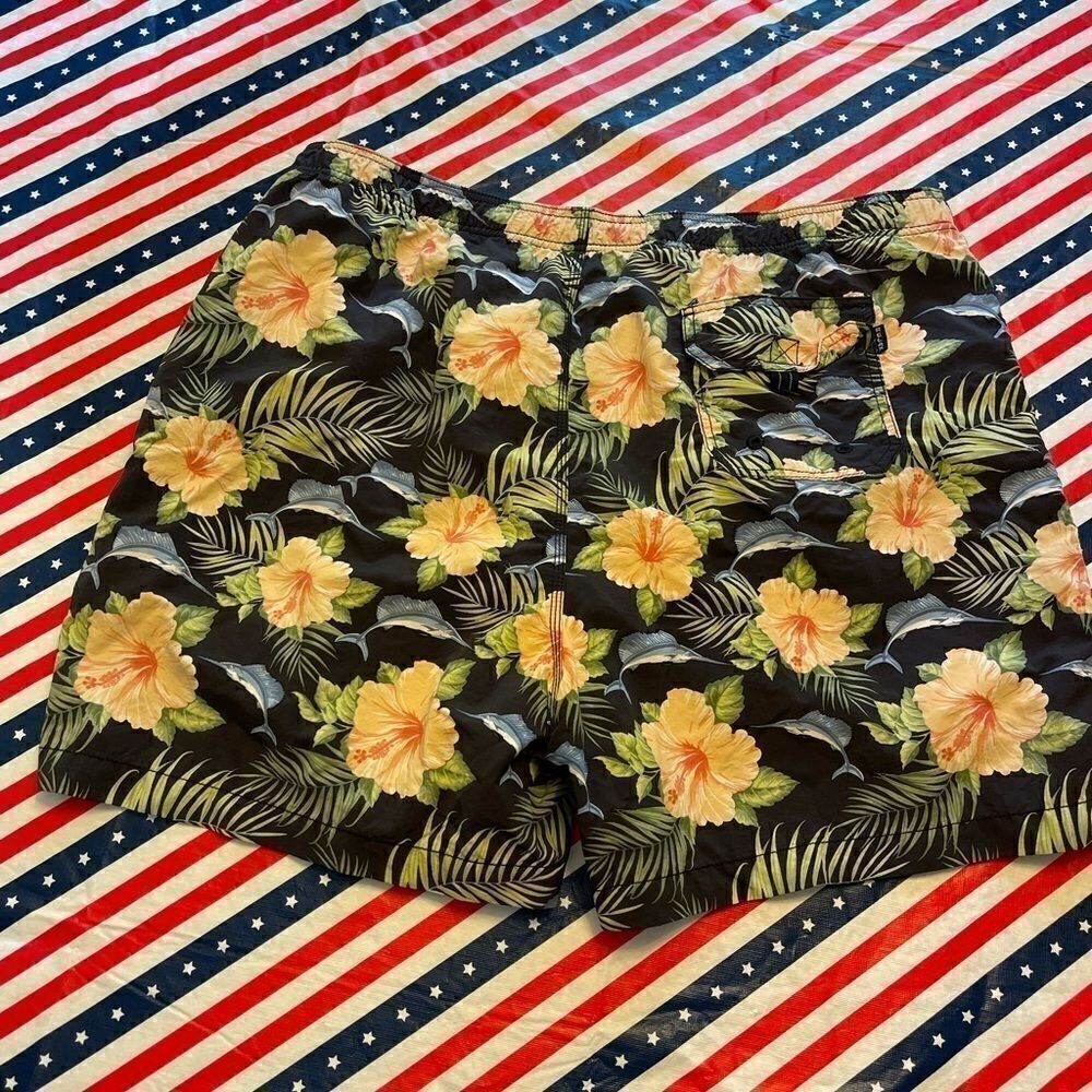 Tommy Bahama Marlin Floral Tropical Swim Trunks - Picture 7 of 13